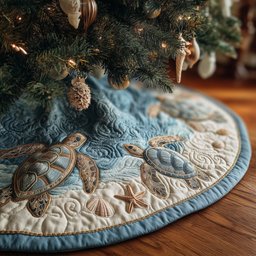 Sea Turtle Quilted Tree Skirt Charming Thanksgiving Gift Merch