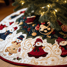 Jolly Snowman Quilted Tree Skirt Best New Year Gift Merch