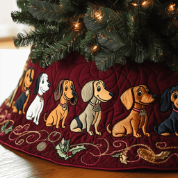 Festive Dachshund Quilted Tree Skirt Charming Tree Skirt Gift Idea