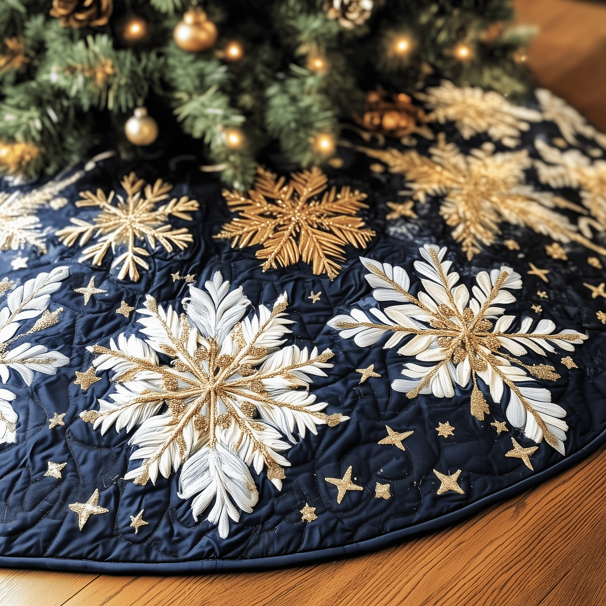 Snowflake Quilted Tree Skirt Meaningful Anniversary Gift Merch
