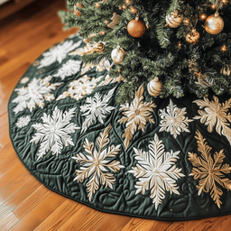 Snowflake Quilted Tree Skirt Unique Gift Merch For Friends