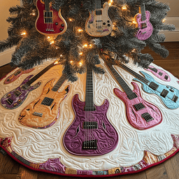 Festive Purple Guitars Quilted Tree Skirt Memorable Graduation Gift Merch