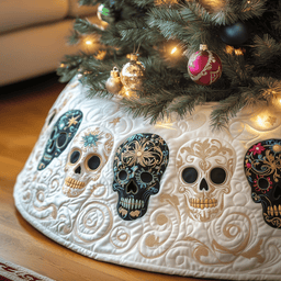 Festive Skull Quilted Tree Skirt Festive Tree Skirt Gift Choice