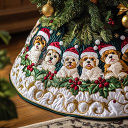 Yorkshire Terrier Quilted Tree Skirt Heartwarming Family Gathering Merch