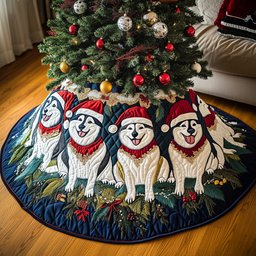 Festive Husky Quilted Tree Skirt Must-Have Holiday Decor Merch