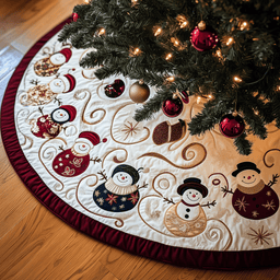 Jolly Snowman Quilted Tree Skirt Lovely Mother�s Day Gift Merch