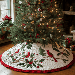 Red Cardinal Quilted Tree Skirt Thoughtful Valentine�s Day Gift Merch