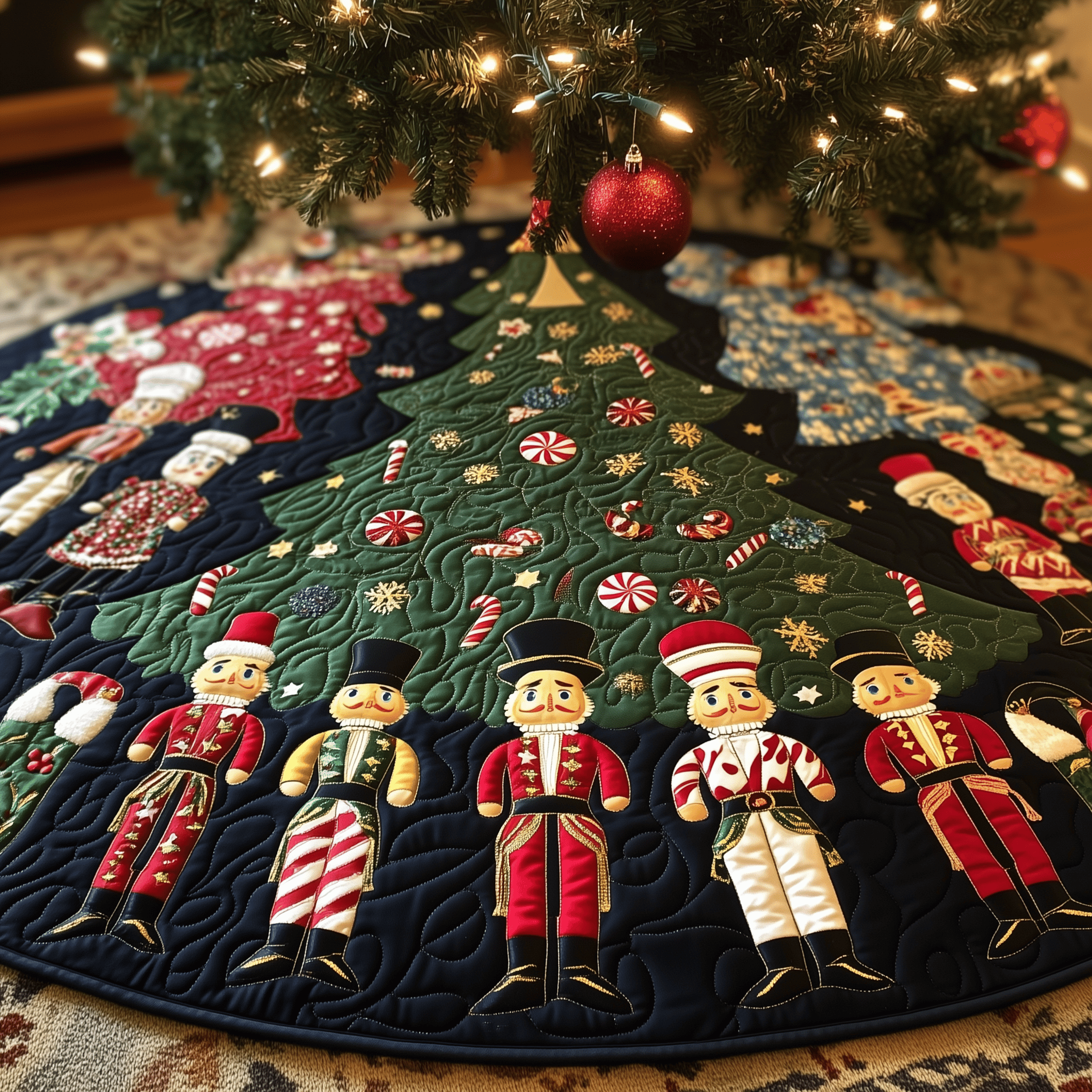 Nutcrackers Quilted Tree Skirt Meaningful Anniversary Gift Merch