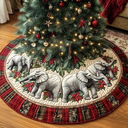 Festive Elephants Quilted Tree Skirt Thoughtful Valentine�s Day Gift Merch