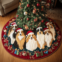 Festive Shetland Sheepdog Quilted Tree Skirt Beautiful Christmas Tree Skirt Merch