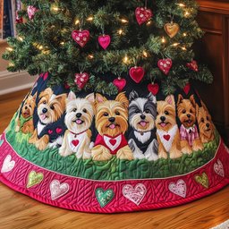 Yorkshire Terrier Quilted Tree Skirt Stylish Holiday Decor Gift Merch