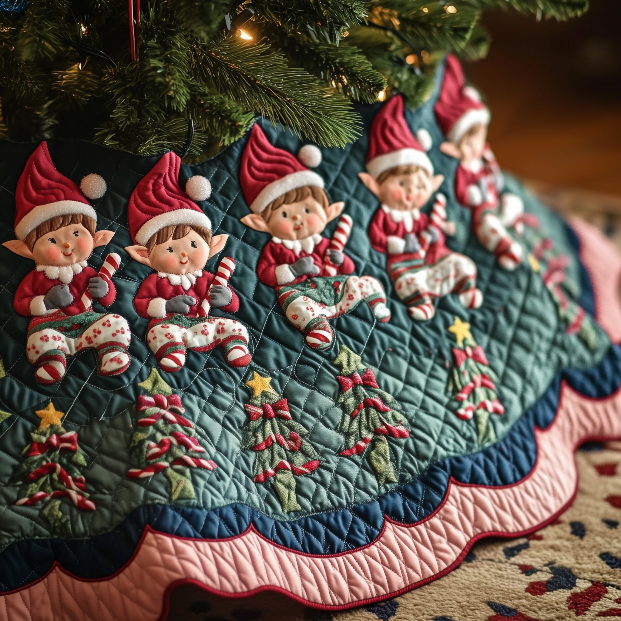 Santa Helper Quilted Tree Skirt Meaningful Anniversary Gift Merch