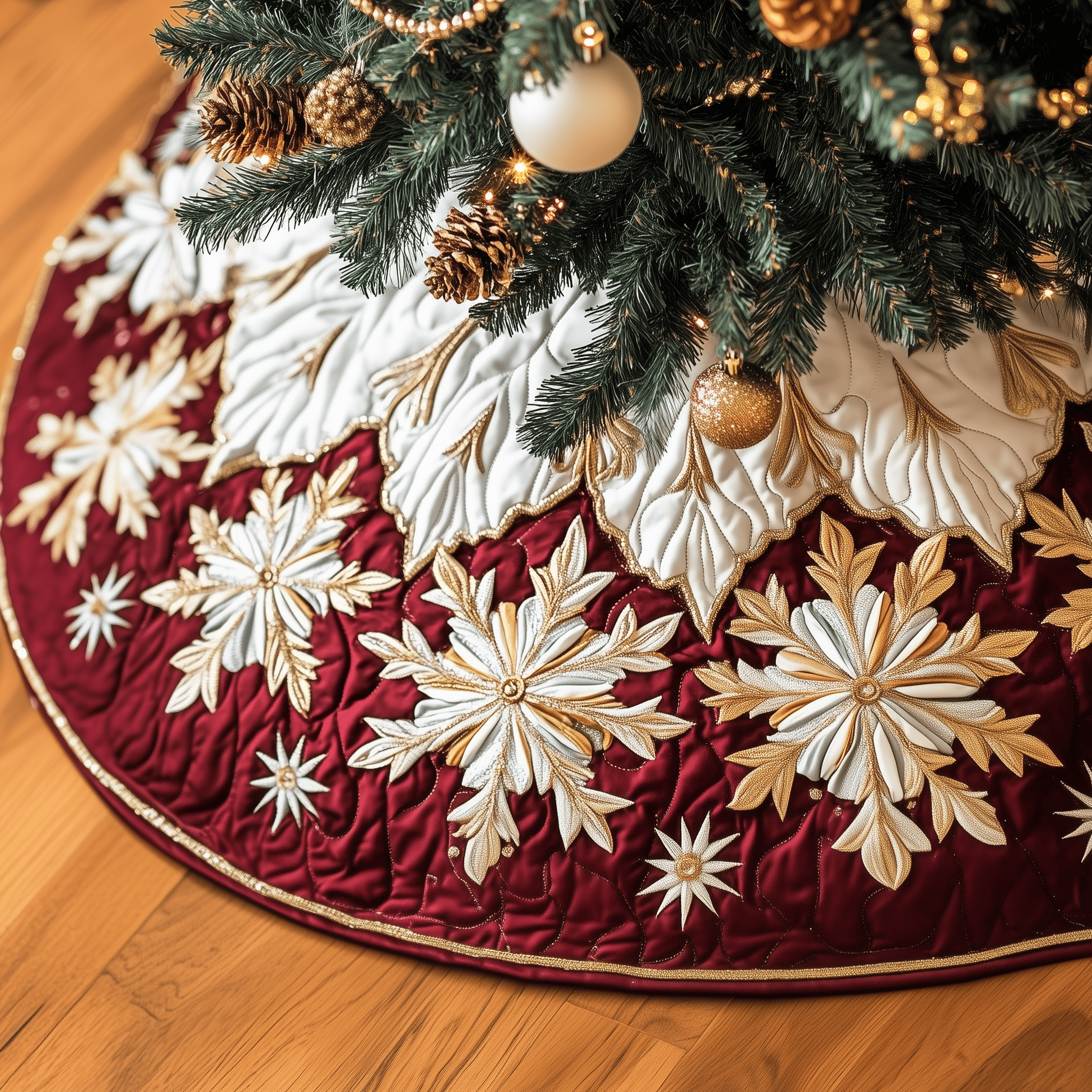 Snowflake Quilted Tree Skirt Memorable Graduation Gift Merch