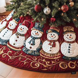 Festive Snowman Quilted Tree Skirt Adorable Easter Gift Merch