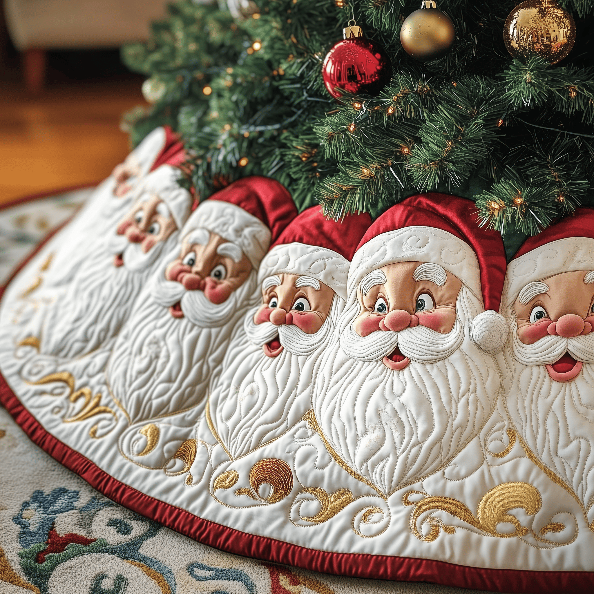 Santa Claus Quilted Tree Skirt Perfect Home For Christmas Tree Merch