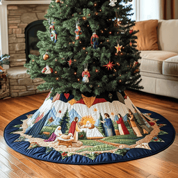 Nativity Scene Quilted Tree Skirt Lovely Gift Merch For Couples