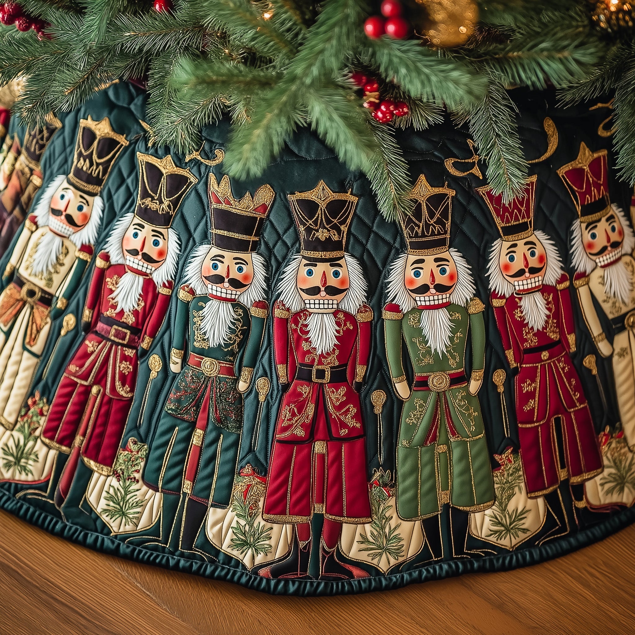 Royal Nutcracker Quilted Tree Skirt Beautiful Christmas Home Merch