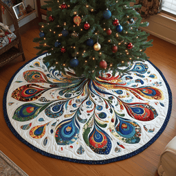 Peacock Mandala Quilted Tree Skirt Perfect Home For Christmas Tree Merch