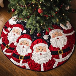Joyful Santa Quilted Tree Skirt Charming Tree Skirt Gift Idea
