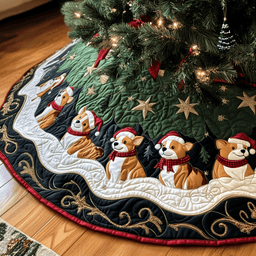 Joyful Christmas Corgi Quilted Tree Skirt Special Birthday Gift Merch