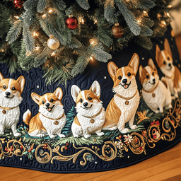 Joyful Christmas Corgi Quilted Tree Skirt Meaningful Anniversary Gift Merch