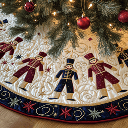 Grumpy Sleepy Nutcrackers Quilted Tree Skirt Holiday Gift Merch
