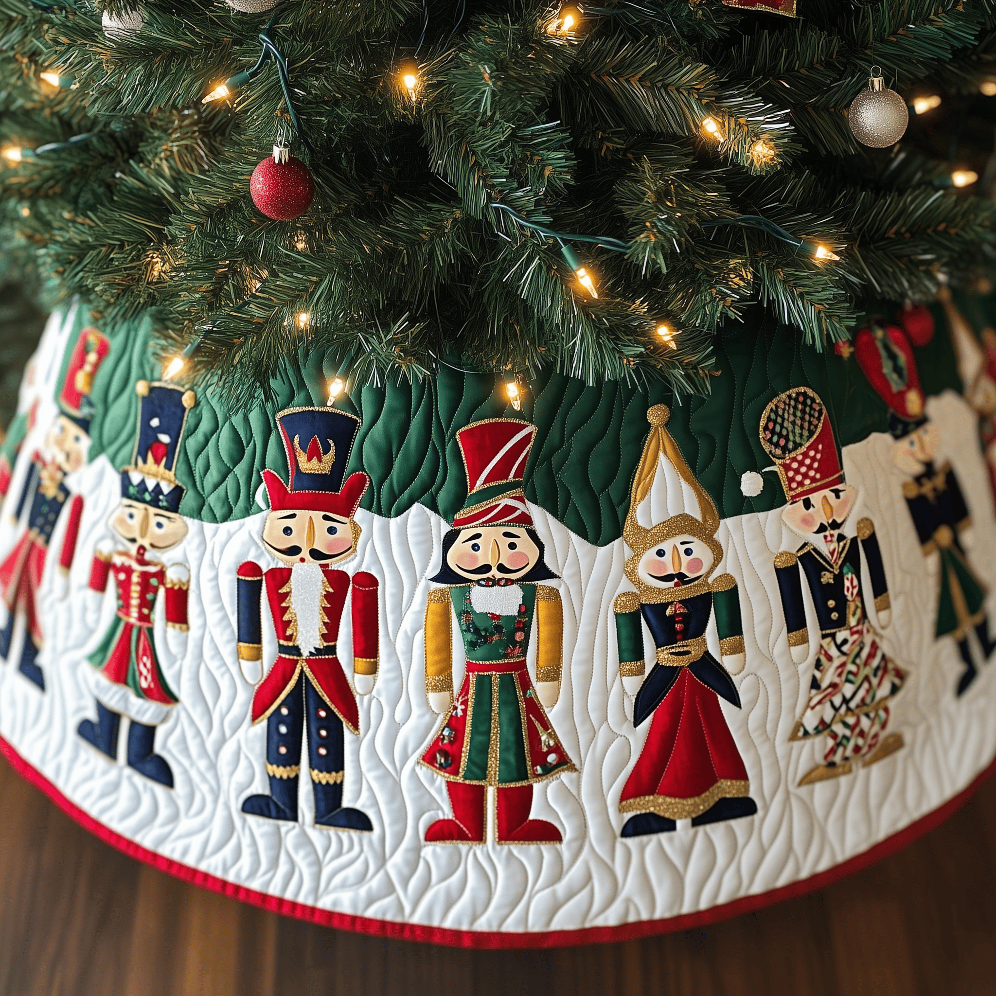 Nutcrackers Quilted Tree Skirt Joyful Holiday Season Gift Merch