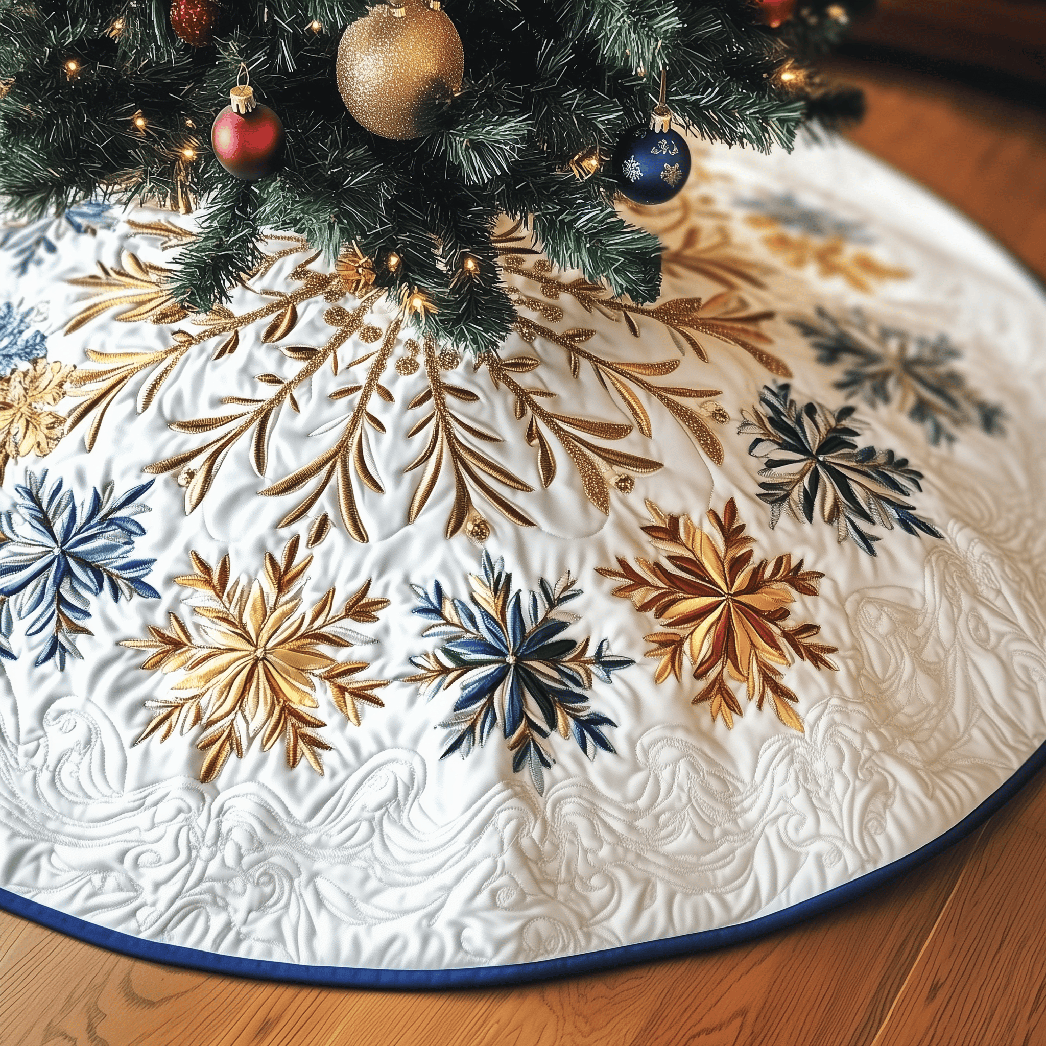 Snowflake Quilted Tree Skirt Adorable Easter Gift Merch