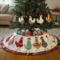 Gossiping Chickens Quilted Tree Skirt Thoughtful Gift Merch For Dad