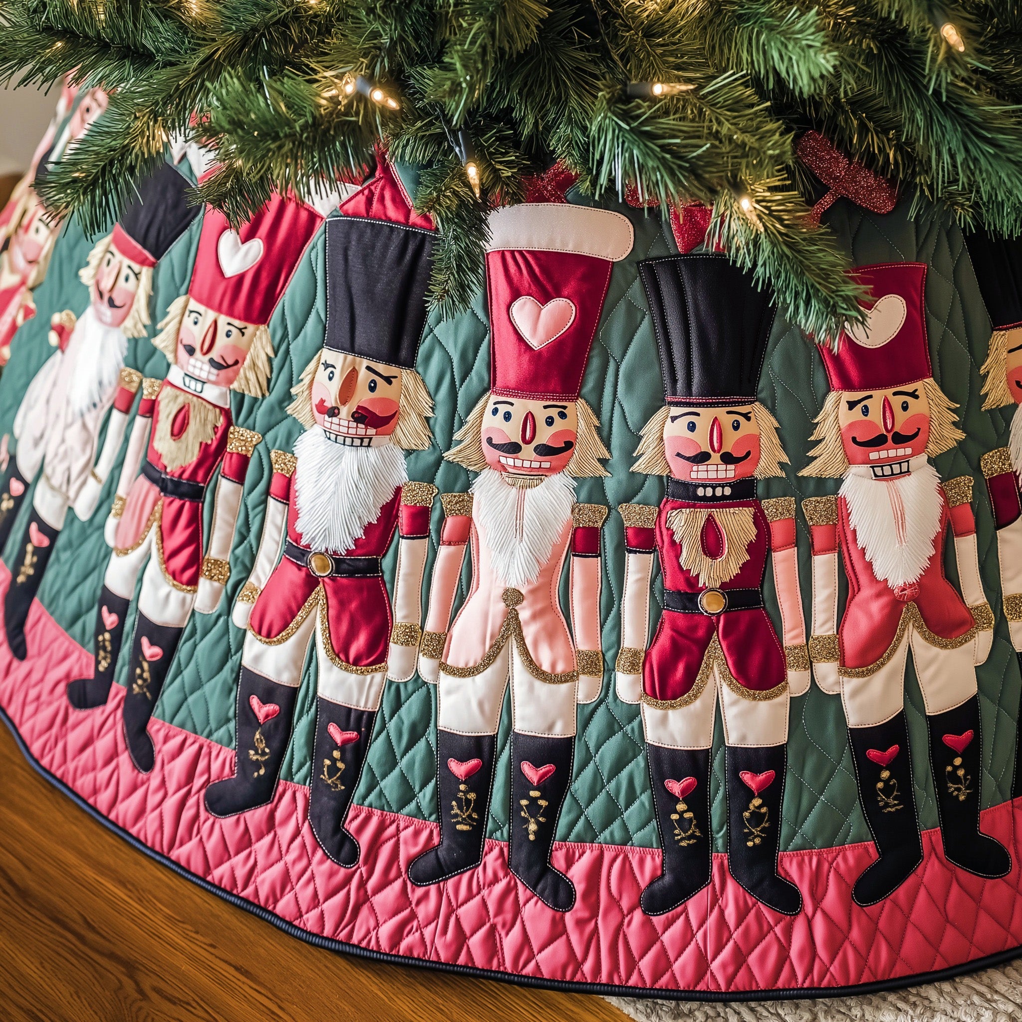 Heart Nutcracker Quilted Tree Skirt Beautiful Christmas Tree Skirt Merch