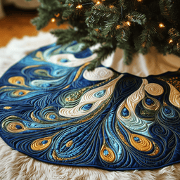 Peacock Quilted Tree Skirt Holiday Gift Merch