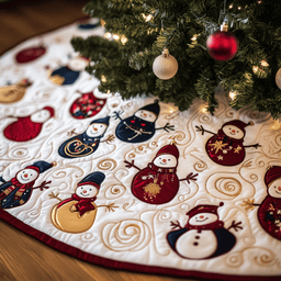 Jolly Snowman Quilted Tree Skirt Thoughtful Valentine�s Day Gift Merch