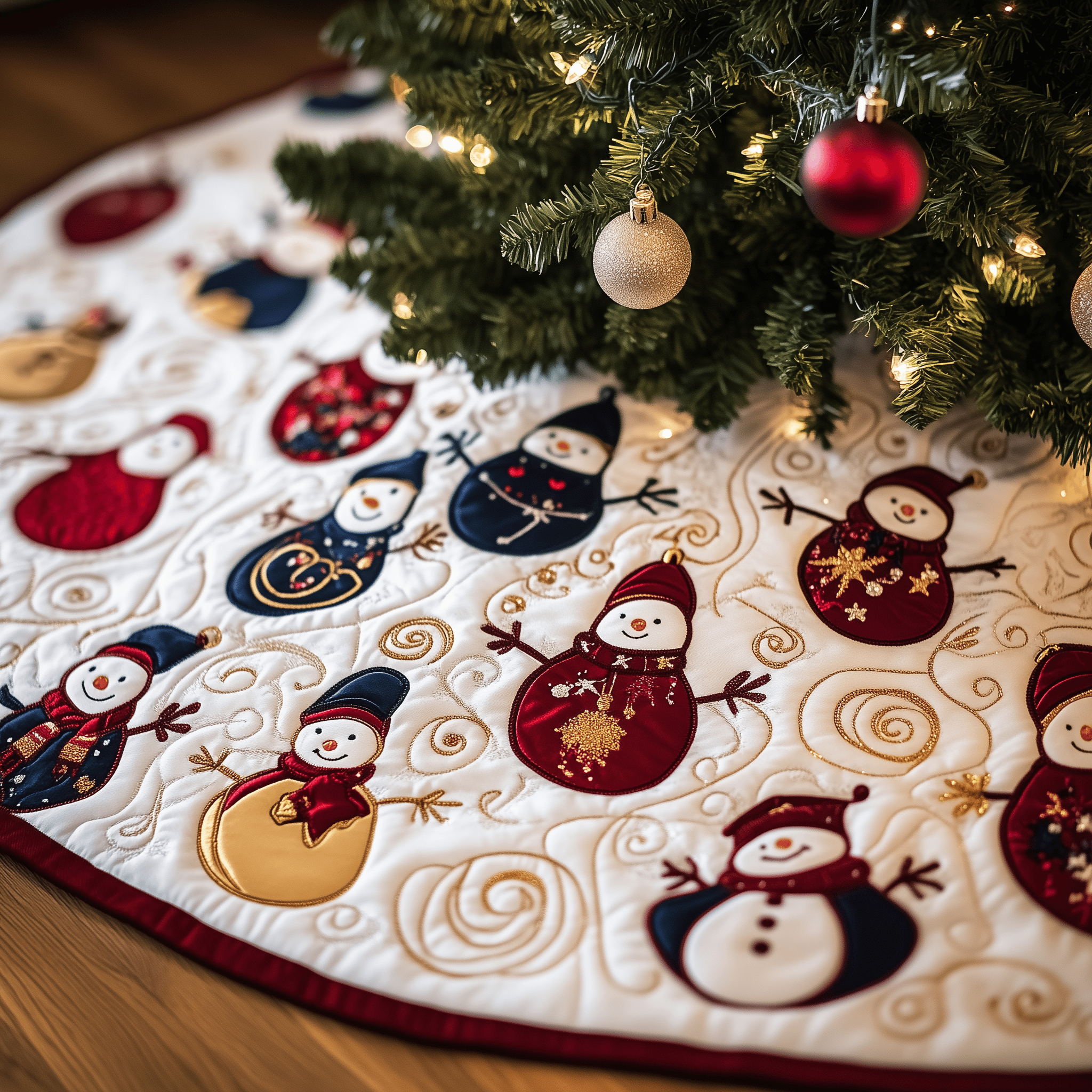 Jolly Snowman Quilted Tree Skirt Thoughtful Valentine�s Day Gift Merch
