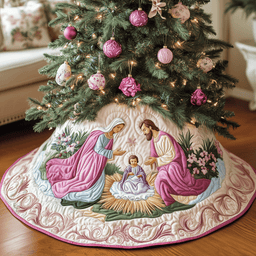 Nativity Scene Quilted Tree Skirt Perfect Gift Merch For Her