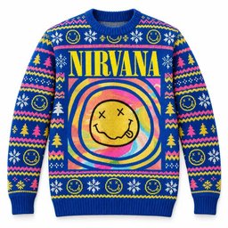 Nirvana Merch Psychedelic Spiral Smiley Face Christmas Ugly Sweater Rockers Gift