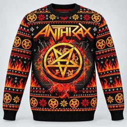 Anthrax Merch Flaming Star Pentagram Logo Christmas Ugly Sweater Rockers Gift