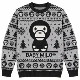 Baby Milo A Bathing Ape Merch Black And White Mascot Christmas Ugly Sweater Gift