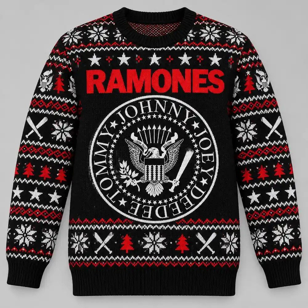 Ramones Merch Presidential Eagle Seal Christmas Ugly Sweater Rock Music Lover Gift