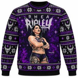 Rhea Ripley Purple Crossed Arms Portrait Holiday Ugly Sweater Good Gifts For Her