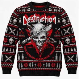 Destruction Merch 100 Percent German Oldschool Thrash Skull Christmas Ugly Sweater Gift