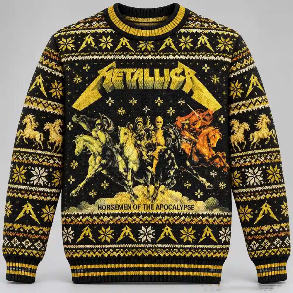 Metallica Merch Horsemen Of The Apocalypse Vintage Christmas Ugly Sweater Metal Fans Gift