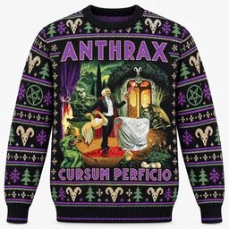 Anthrax Merch Cursum Perficio Gothic Christmas Ugly Sweater Metal Fans Gift