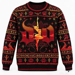 Dio Merch Devil Woman Red And Gold Logo Christmas Ugly Sweater Rock Music Lover Gift