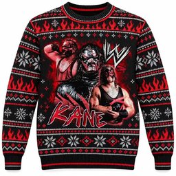 Kane Merch Vintage Wrestling Portrait Collage Christmas Ugly Sweater Wrestling Fans Gift