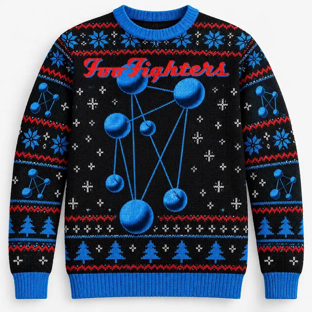 Foo Fighters Merch Molecular Atom Christmas Ugly Sweater Rock Music Lover Gift