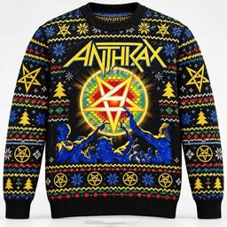 Anthrax Merch Rainbow Emblem Concert Crowd Christmas Ugly Sweater Rockers Gift