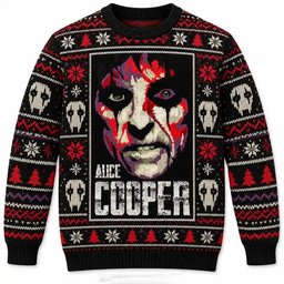 Alice Cooper Merch Face Portrait Christmas Skulls Ugly Sweater Rockers Gift