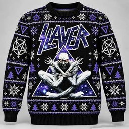 Slayer Merch Cosmic Triangle Galaxy Pentagram Christmas Ugly Sweater Metal Fans Gift