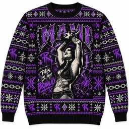Rhea Ripley Merch Mami This Is My Brutality Gothic Christmas Ugly Sweater Wrestling Fans Gift