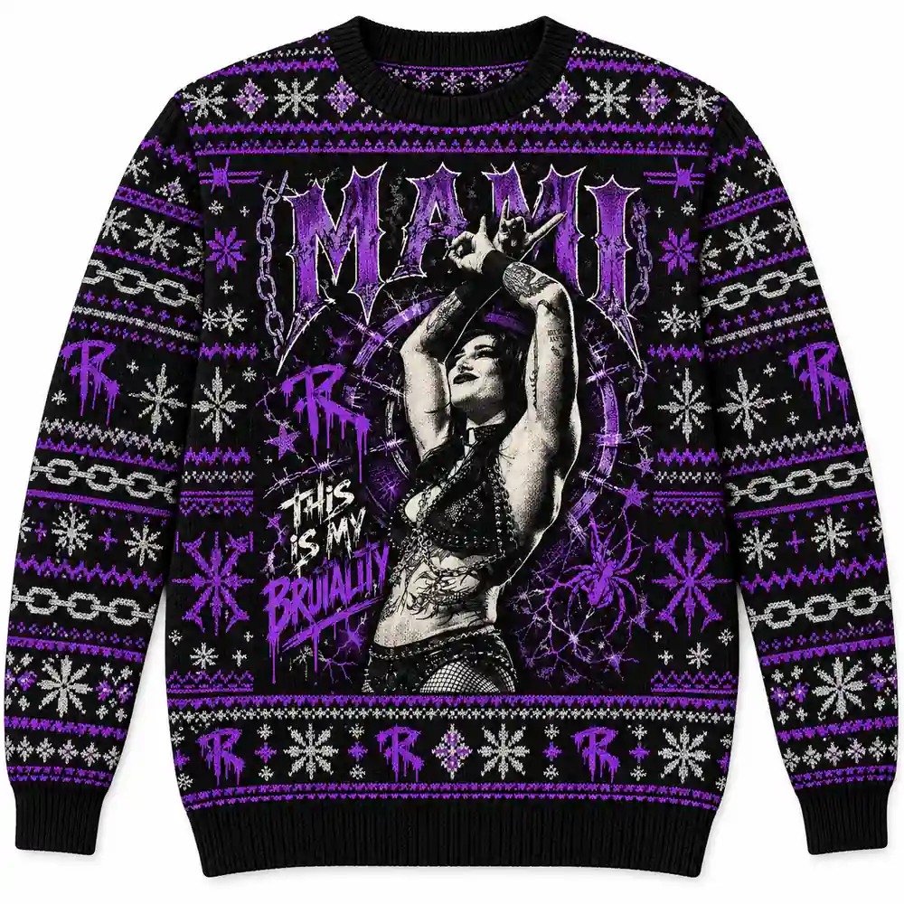 Rhea Ripley Merch Mami This Is My Brutality Gothic Christmas Ugly Sweater Wrestling Fans Gift